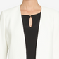 Blazer feminino CeCe com manga amarrada e frente aberta, branco, tamanho 10