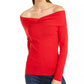 Suéter feminino com decote ombro a ombro da INC International Concepts, vermelho, tamanho X-S