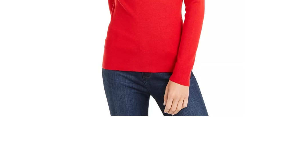 Suéter feminino com decote ombro a ombro da INC International Concepts, vermelho, tamanho X-S