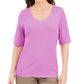 Blusa feminina Karen Scott com decote em V e detalhes em botões, roxa, tamanho médio