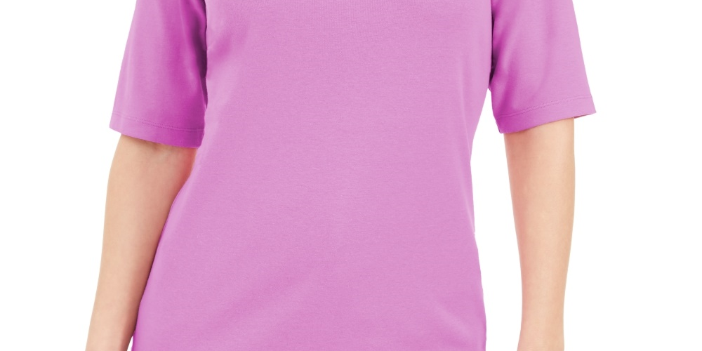 Blusa feminina Karen Scott com decote em V e detalhes em botões, roxa, tamanho médio