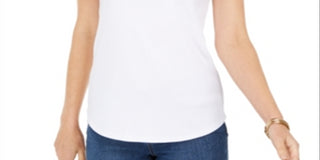 Camiseta regata feminina Charter Club Supima Cotton com decote redondo, branca, tamanho GG