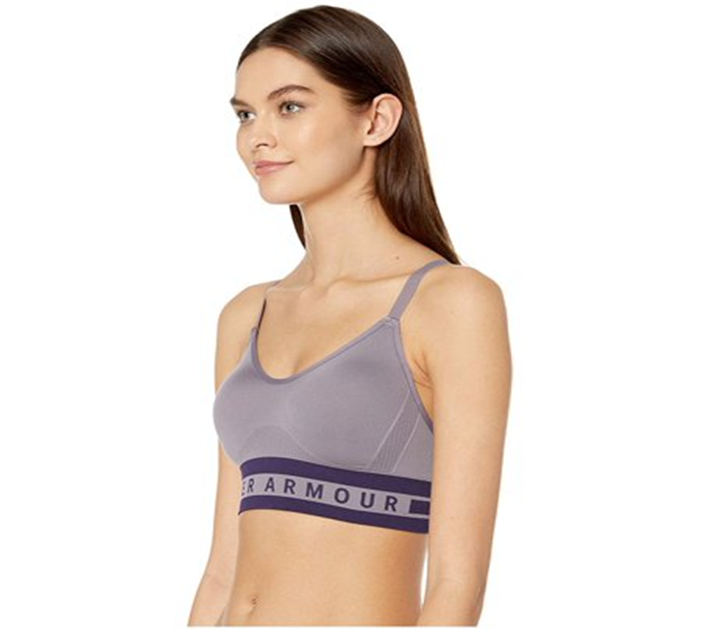 Under Armour Sutiã Esportivo Íntimo Listrado de Baixo Impacto Feminino Roxo Tamanho X-S