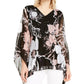 Blusa feminina Alfani com estampa floral e franzido, preta, tamanho P/M