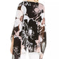 Blusa feminina Alfani com estampa floral e franzido, preta, tamanho P/M