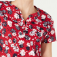 Karen Scott Camiseta Henley Feminina Estampada Liberty Daisy Vermelha Tamanho PL