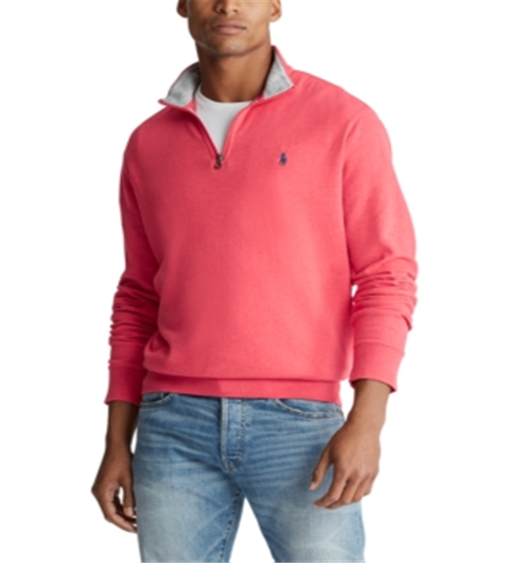 Suéter Ralph Lauren Masculino com Zíper de 1/4 Rosa Tamanho P