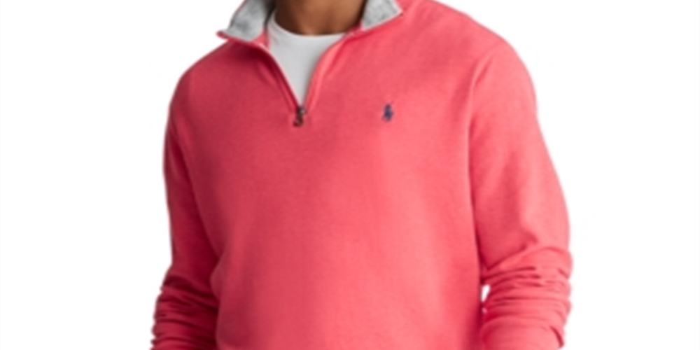 Suéter Ralph Lauren Masculino com Zíper de 1/4 Rosa Tamanho P