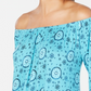 Top curto estampado ombro a ombro feminino Style &amp; Co, tamanho azul