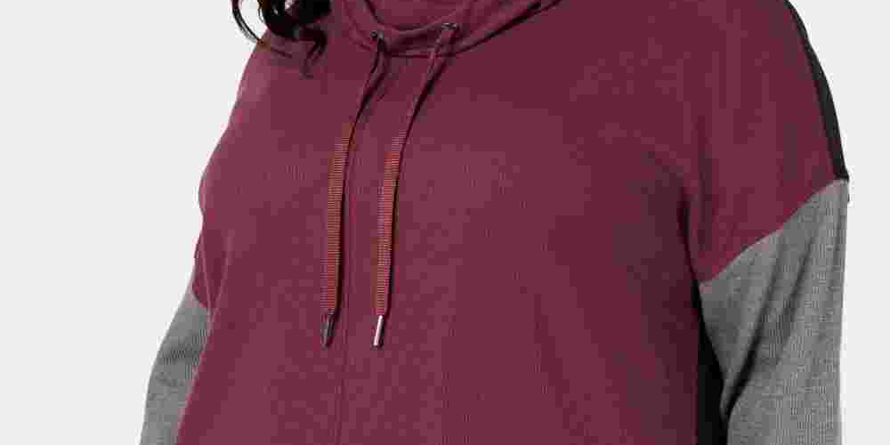 Calvin Klein Performance Plus Cowlneck Top Colorblocked Feminino Vinho/Preto/Cinza Tamanho 1X