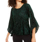 Blusa feminina Alfani Velvet Burnout, verde, tamanho médio