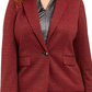 Blazer jacquard plus size feminino Nine West, tamanho 18W, vinho, com um botão
