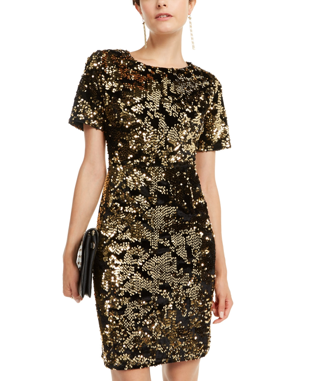 Vestido de lantejoulas feminino INC International Concepts tamanho dourado pequeno