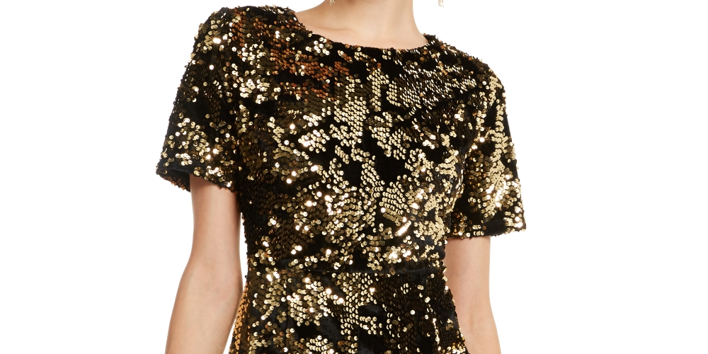 Vestido de lantejoulas feminino INC International Concepts tamanho dourado pequeno