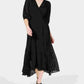 Vestido envelope Calvin Klein feminino com decote em V e comprimento diurno, preto, tamanho 8