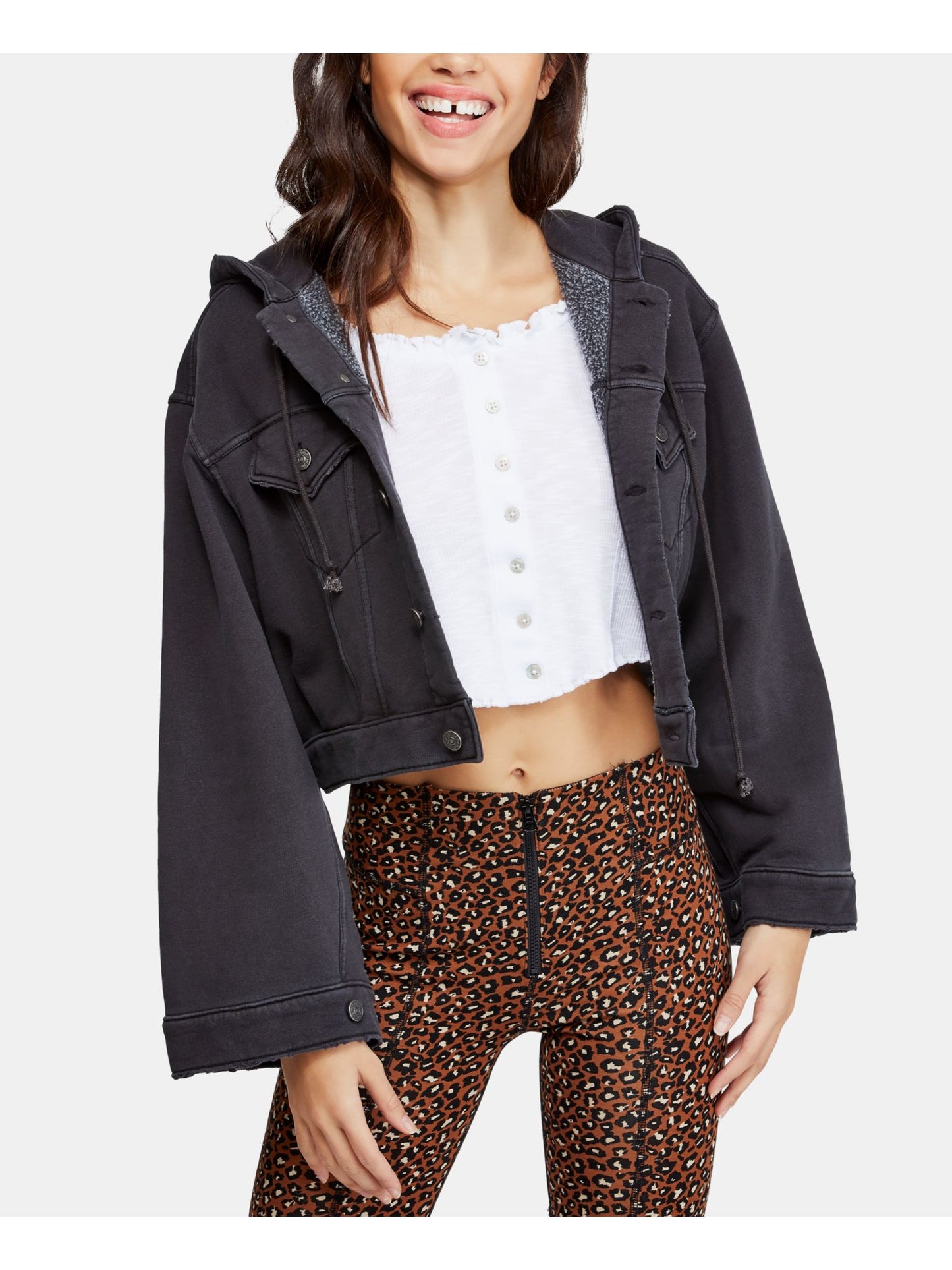 Jaqueta feminina Free People cinza tamanho pequeno