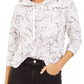 Moletom com capuz feminino Bar III com estampa de mármore, branco, tamanho pequeno