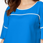 Blusa feminina Alfani com decote em V e mangas bufantes, azul, tamanho P
