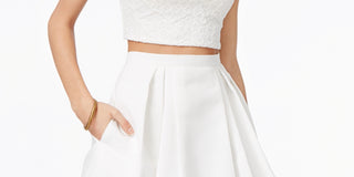 Vestido Teeze Feminino Me, 2 peças, renda, ajuste evasê, branco, tamanho 11