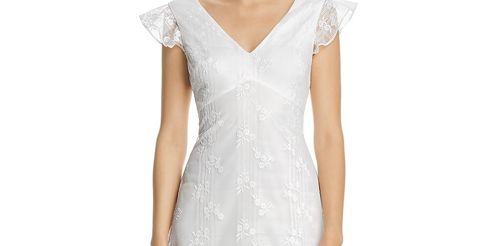 Vestido de coquetel feminino Adrianna Papell com manga curta, decote em V, comprimento até o joelho, tamanho 0