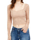 Top curto de renda Guess feminino, verde, tamanho grande