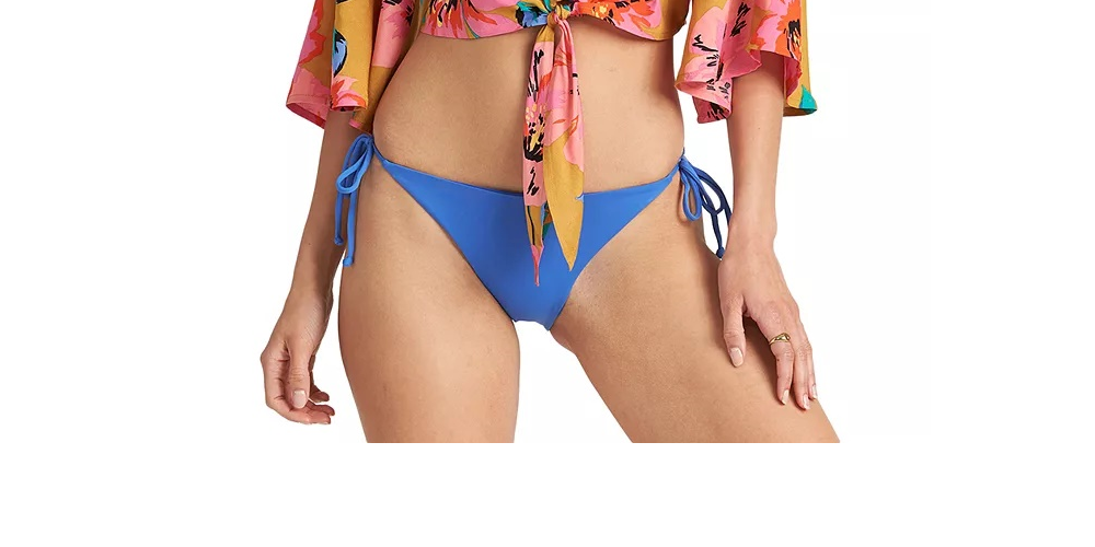 Top curto Billabong Sun Creek com bainha amarrada, amarelo/rosa, tamanho grande, feminino