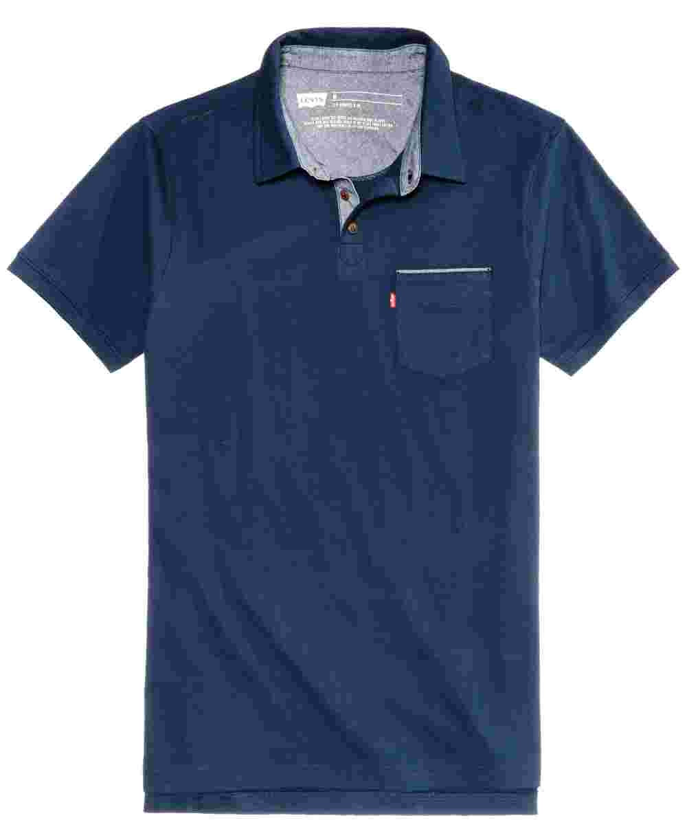Camisa Polo Masculina Levi's Pocket Azul Tamanho Médio
