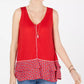 Blusa sem mangas com babados e bainha franzida estilo &amp; co feminina, vermelha, tamanho pequeno
