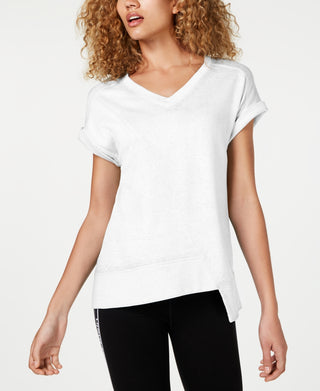Camiseta Calvin Klein Performance Assimétrica Feminina Branca Tamanho Grande