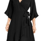 Vestido envelope com babados Thalia Sodi feminino, preto, tamanho grande