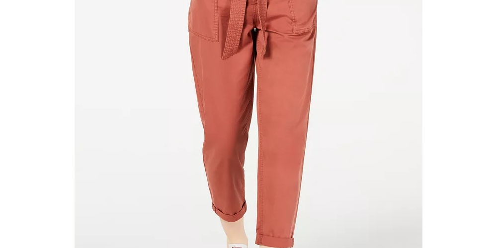 Calça feminina com cinto e punho Vanilla Star, marrom, tamanho 3