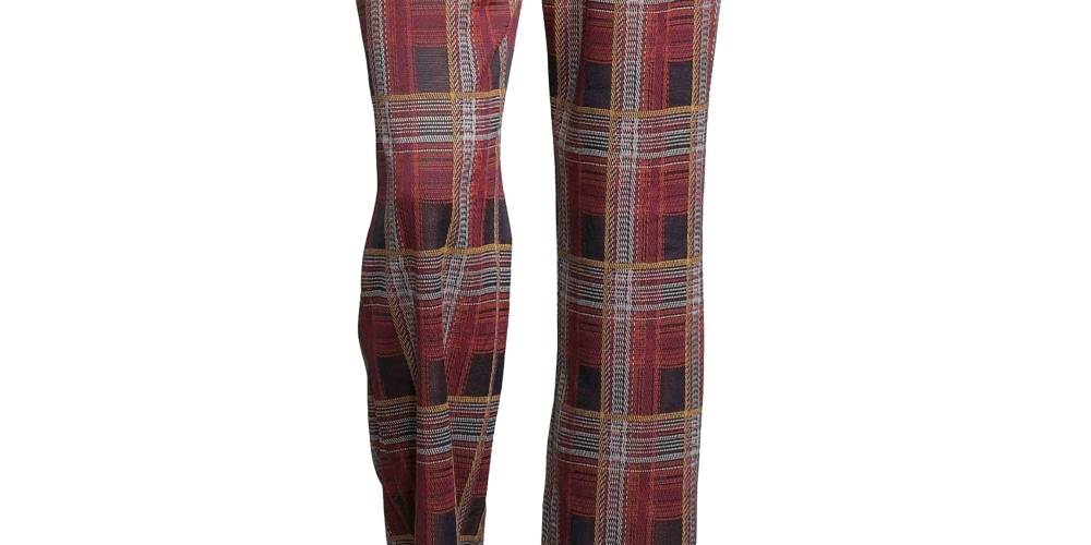 Calça feminina xadrez com amarração frontal John Paul Richard, vermelha, tamanho médio