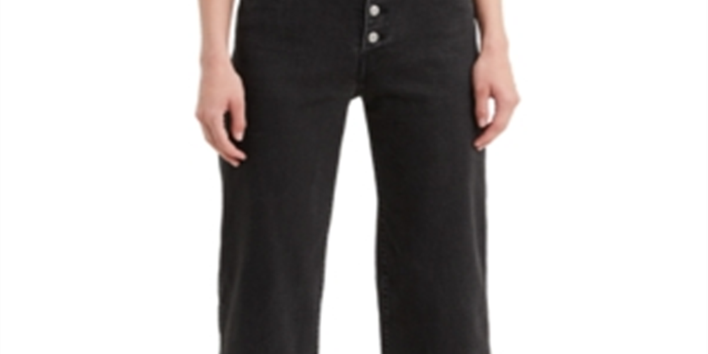 Calça jeans feminina Levi's Mile High Wide Leg preta, tamanho 25x25, masculina