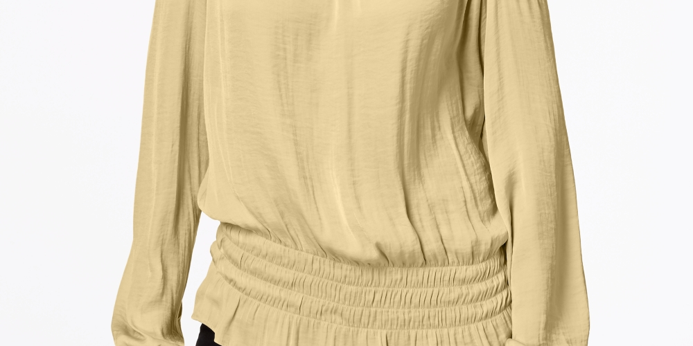 Blusa Alfani Feminina Smocked com Ombros Descobertos, Amarela, Tamanho P