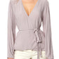Blusa envolvente feminina O'Neill MIS Barrymore Wrap Top cinza tamanho pequeno