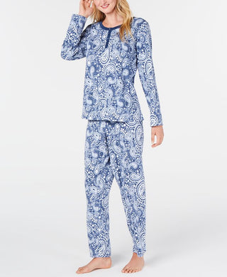 Pijama Charter Club de lã texturizada supermacia, azul, tamanho XS