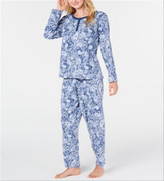 Pijama Charter Club de lã texturizada supermacia, azul, tamanho XS