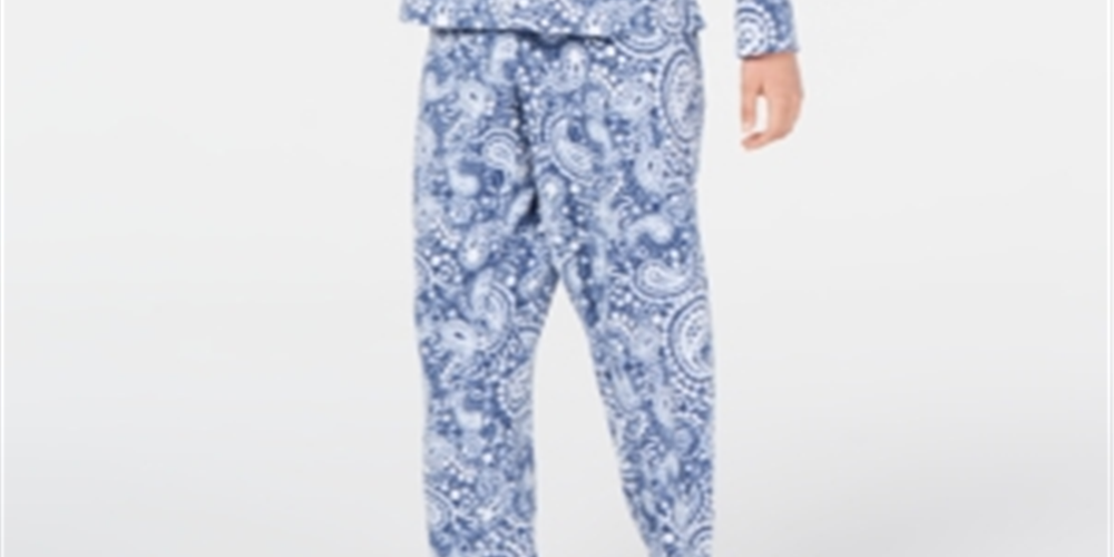 Pijama Charter Club de lã texturizada supermacia, azul, tamanho XS