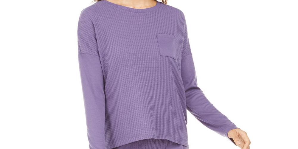 Pijama térmico feminino Alfani, roxo, tamanho XL