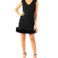 Vestido feminino Donna Ricco com decote em V e estampa de cupcake, preto, tamanho 10
