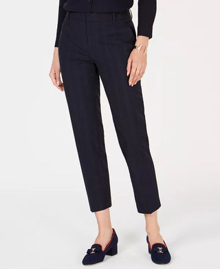 Calça feminina xadrez Charter Club na altura do tornozelo, azul, tamanho 14, pequena