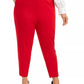 Calça feminina plus size plissada slim legging vermelha tamanho 18W da Calvin Klein