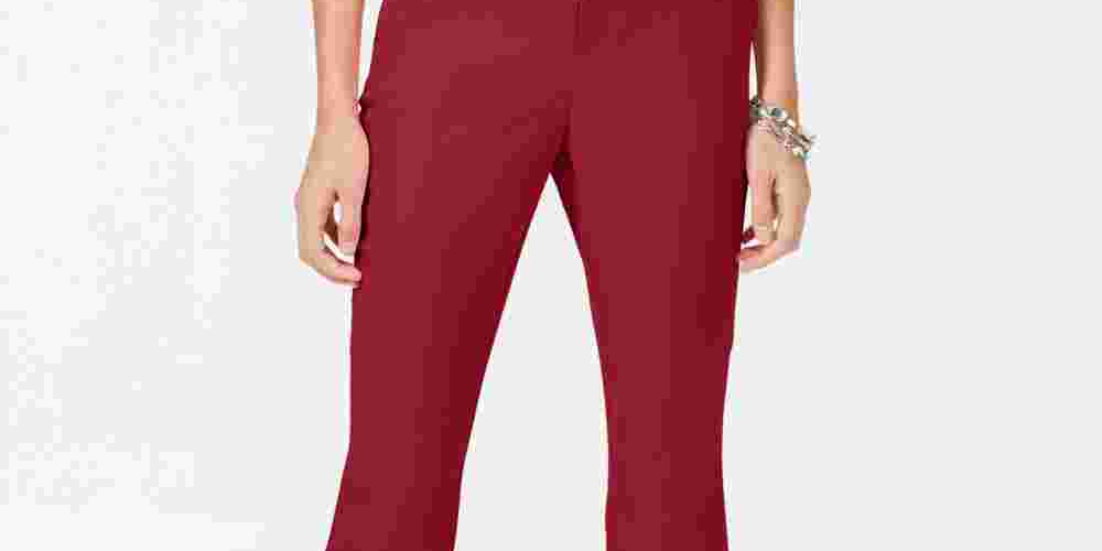 Calça feminina cropped reta INC International Concepts vermelha tamanho 8