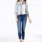 Calça jeans skinny cropped Kristen feminina, cintura média, com bainha cortada, azul, tamanho 30