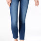 Calça jeans skinny cropped Kristen feminina, cintura média, com bainha cortada, azul, tamanho 30