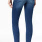 Calça jeans skinny cropped Kristen feminina, cintura média, com bainha cortada, azul, tamanho 30
