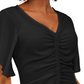 Blusa feminina com franzido frontal, preta, tamanho PS/M, da INC International Concepts
