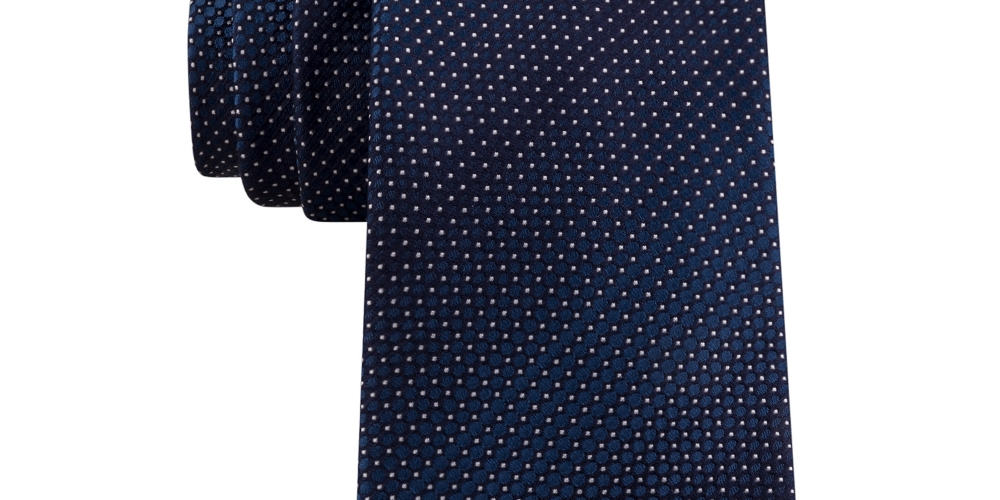 Gravata Masculina Kenneth Cole Reaction Ombre Bolinhas Slim Seda Azul Tamanho Regular