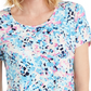 Camiseta feminina estampada com decote redondo da coleção JM, azul, tamanho extragrande
