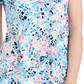 Camiseta feminina estampada com decote redondo da coleção JM, azul, tamanho extragrande